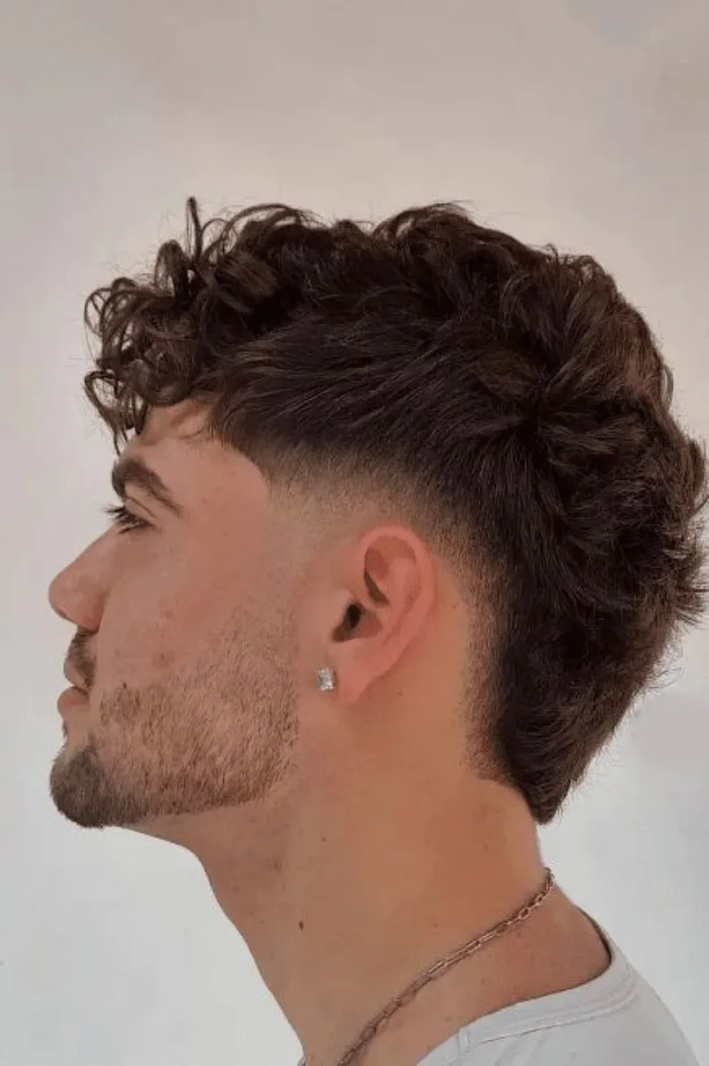 curly taper fade style