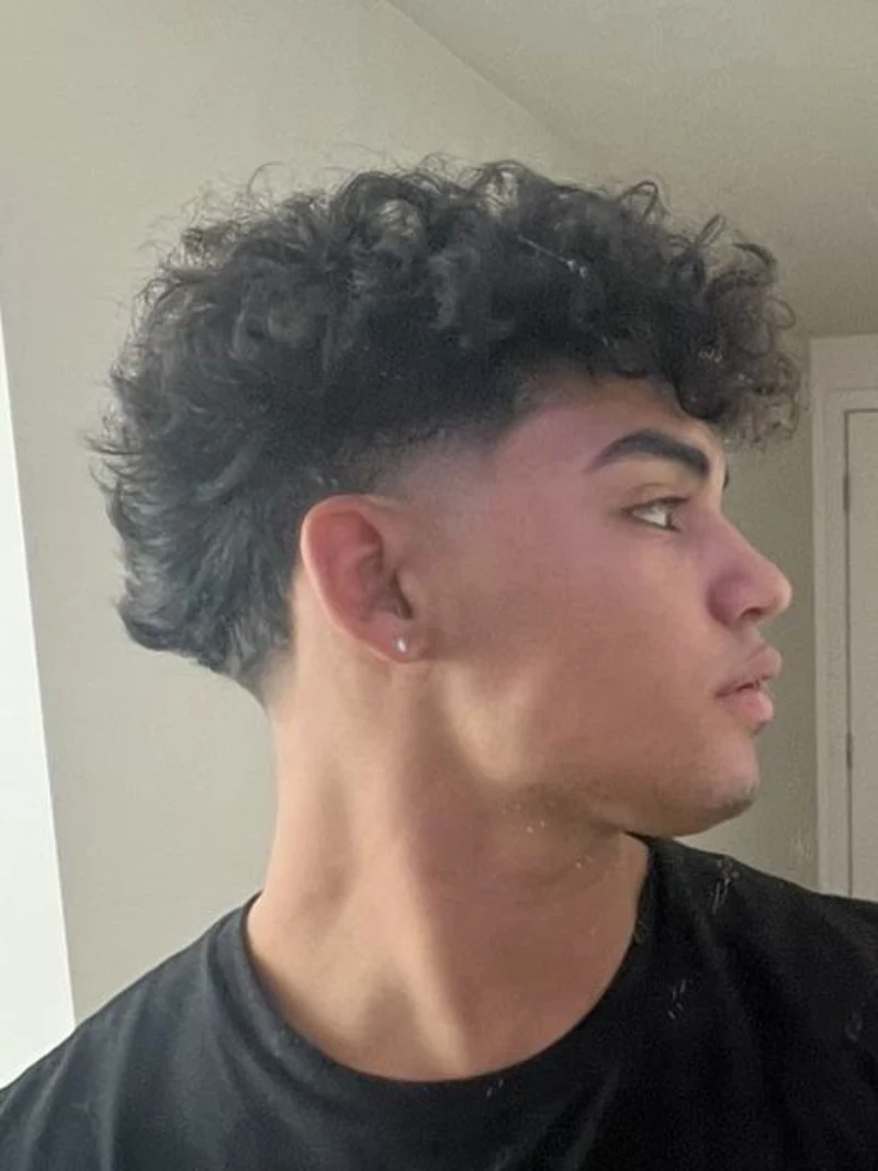 stylish curly top fade