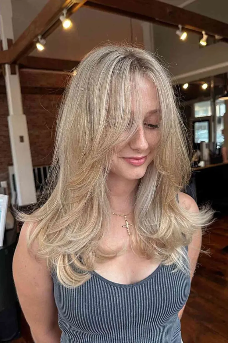 Light Blonde Layered Shag