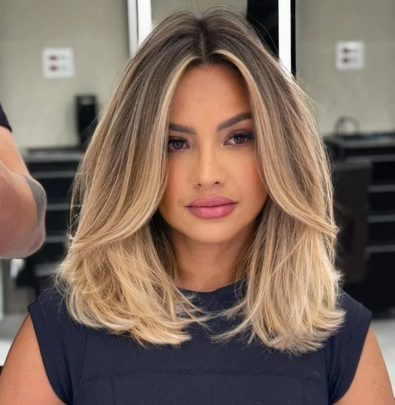 Straight Balayage Layered Cut