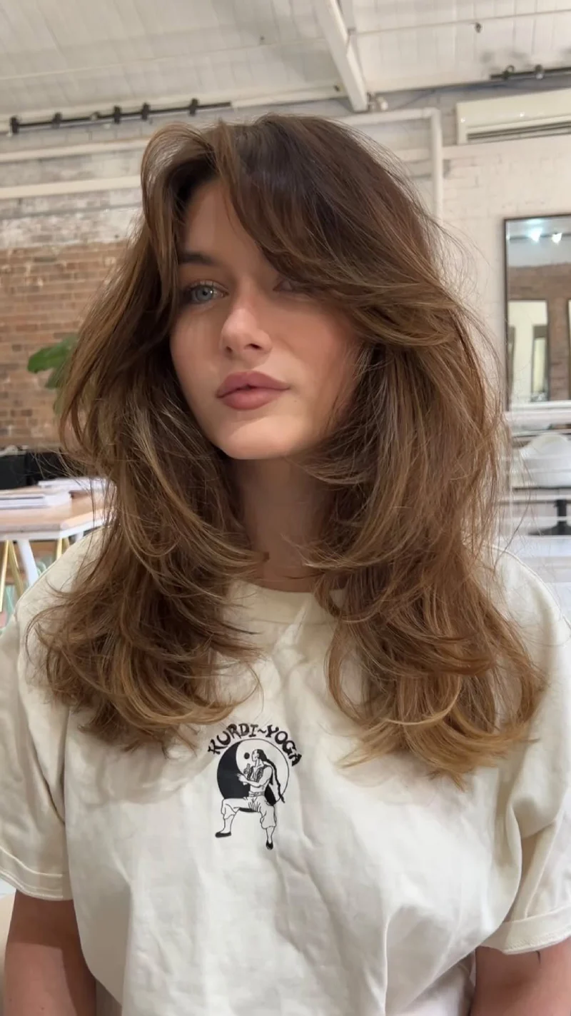 Shaggy Brown Layered Fringe
