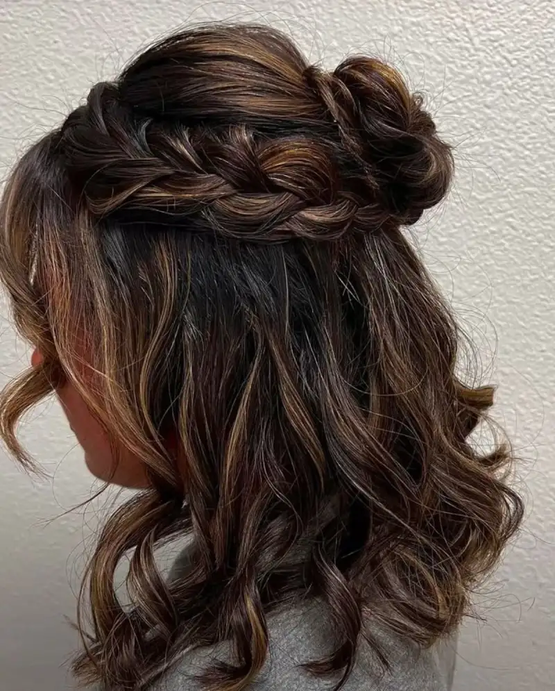 Half-Up Braided Bun homecoming hairstyle