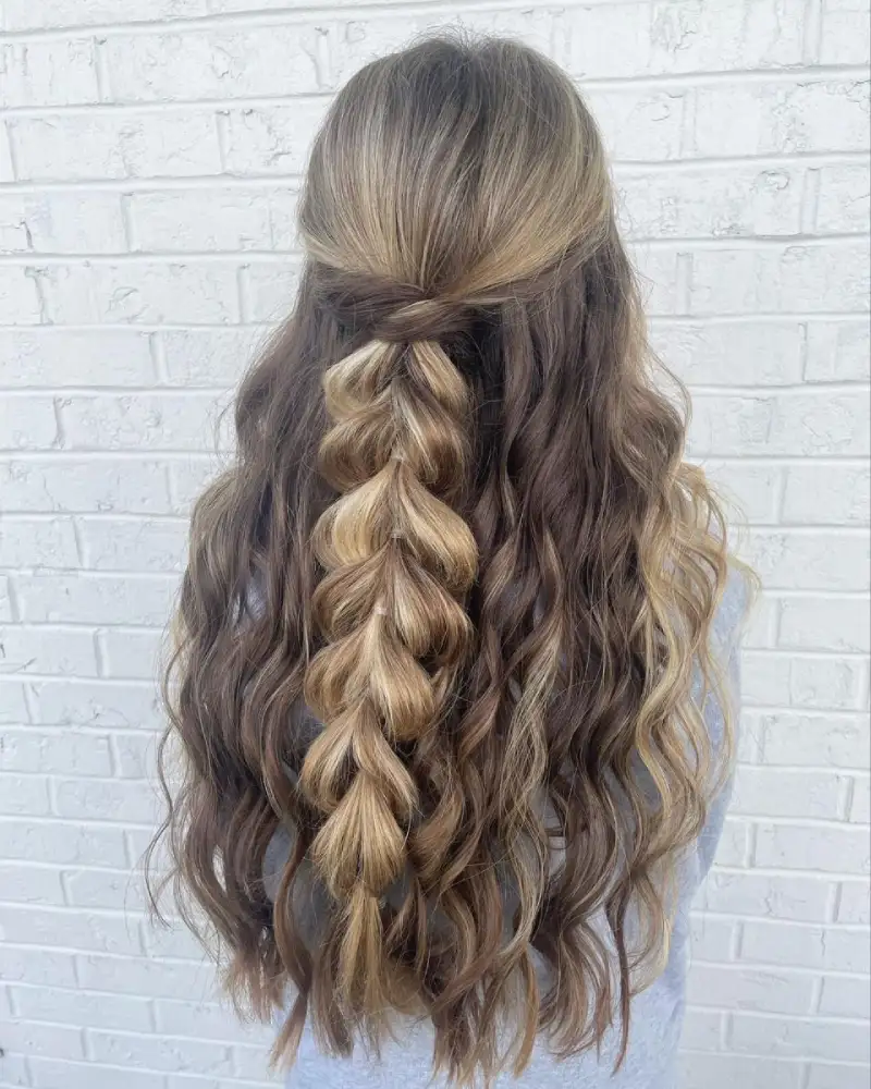 Chunky Braid with Loose Curls homecoming hairstyle