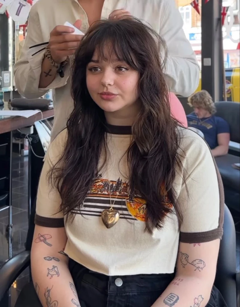 Long Dark Sweeping Bangs
