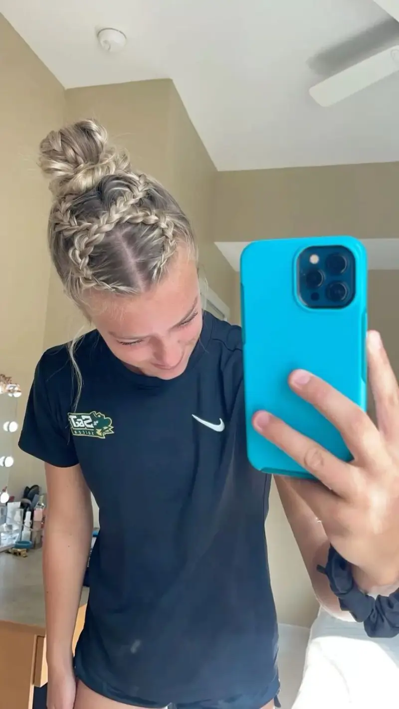 high braided bun selfie style track hairstyles