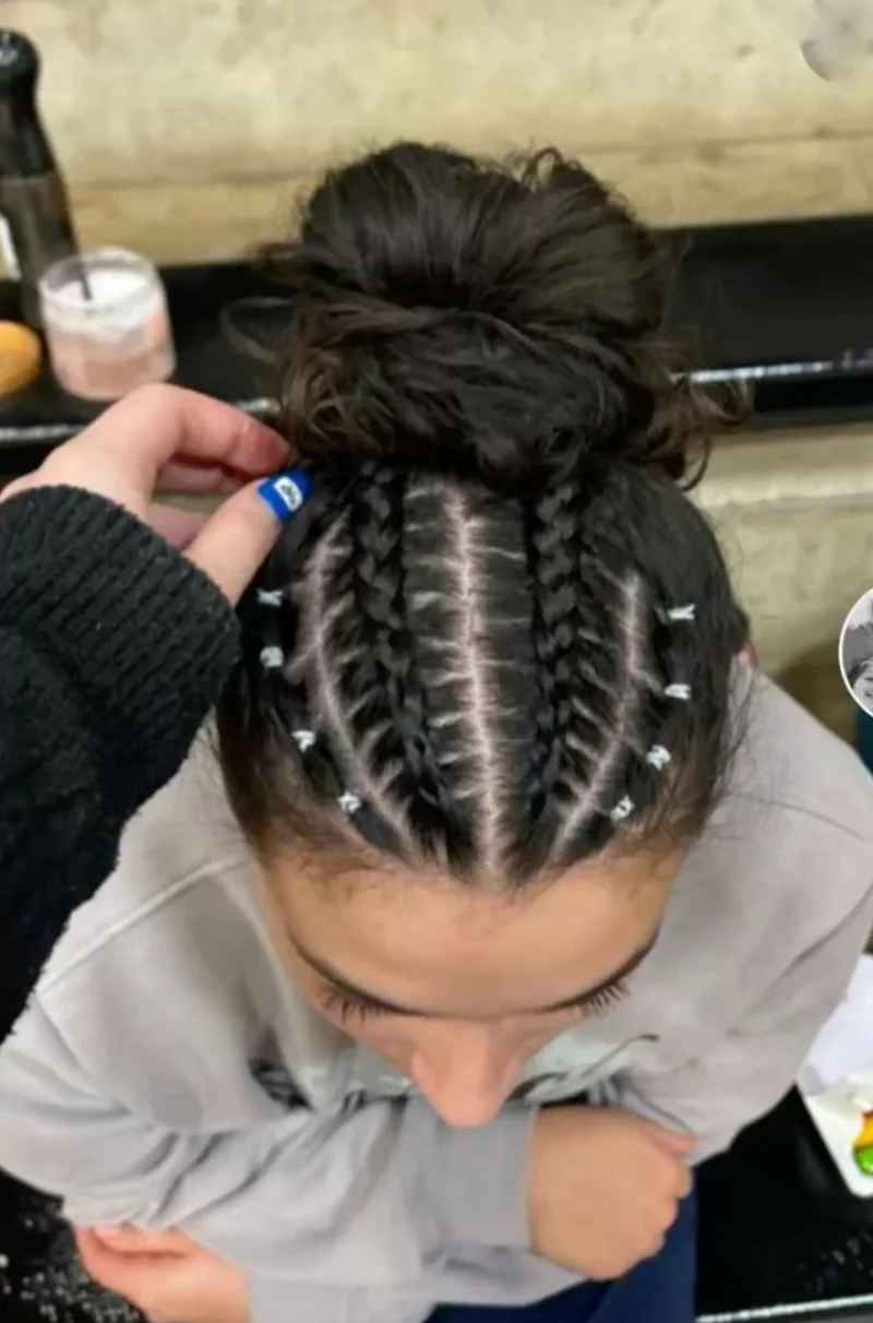 cornrow braid bun hairstyle track hairstyles