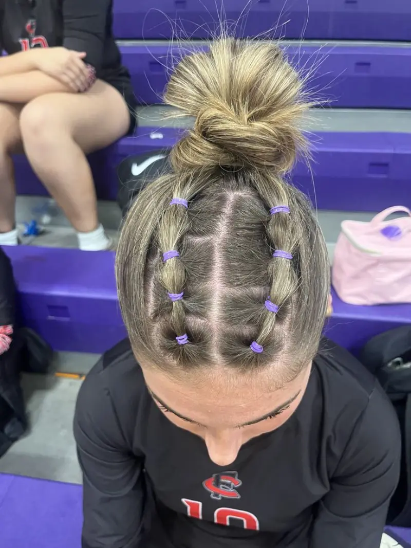 multi bread high bun track hairstyles