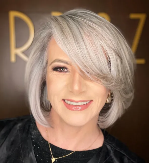 Silver Bob with Bangs