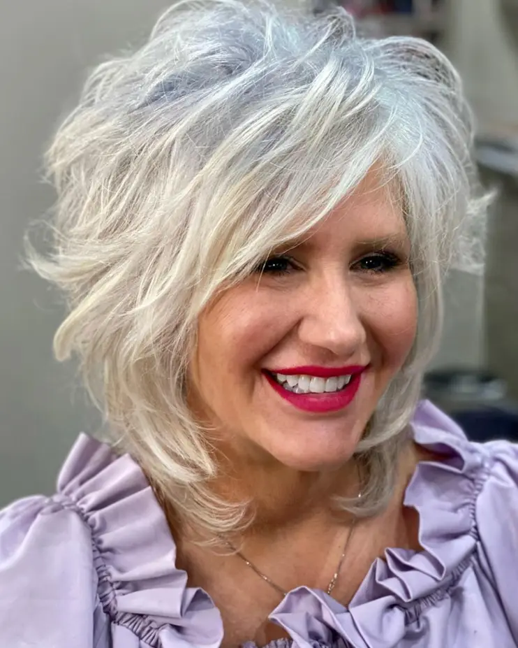 Voluminous Messy Silver Bob