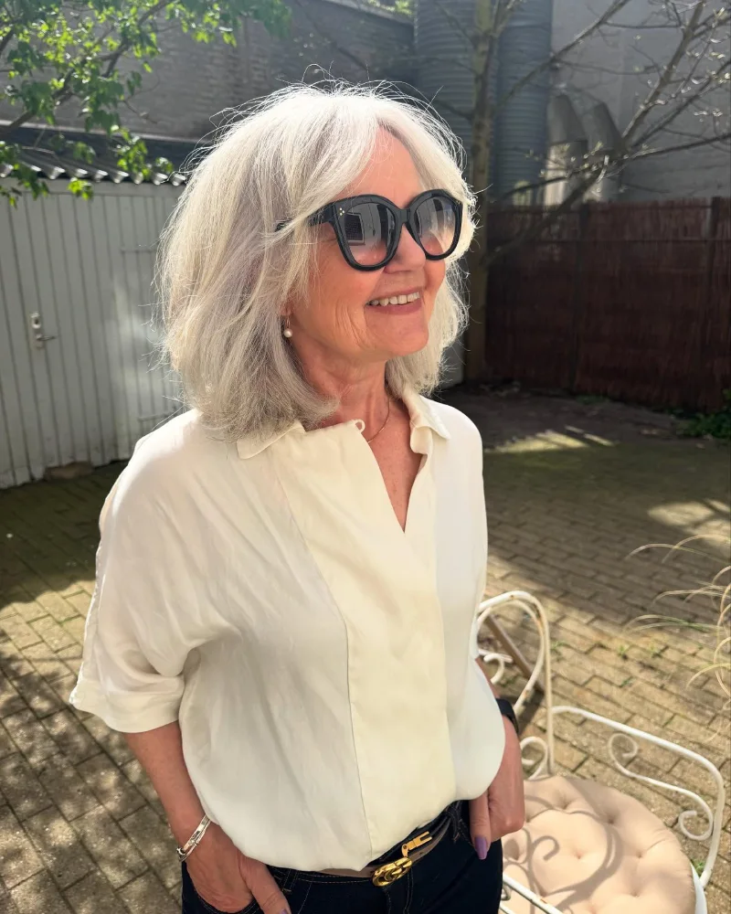 modern wavy silver bob