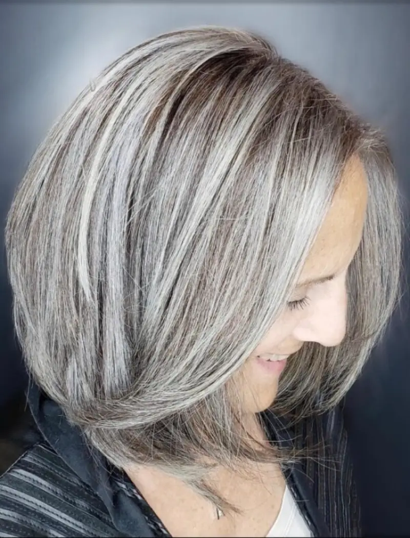 sleek silver layered bob