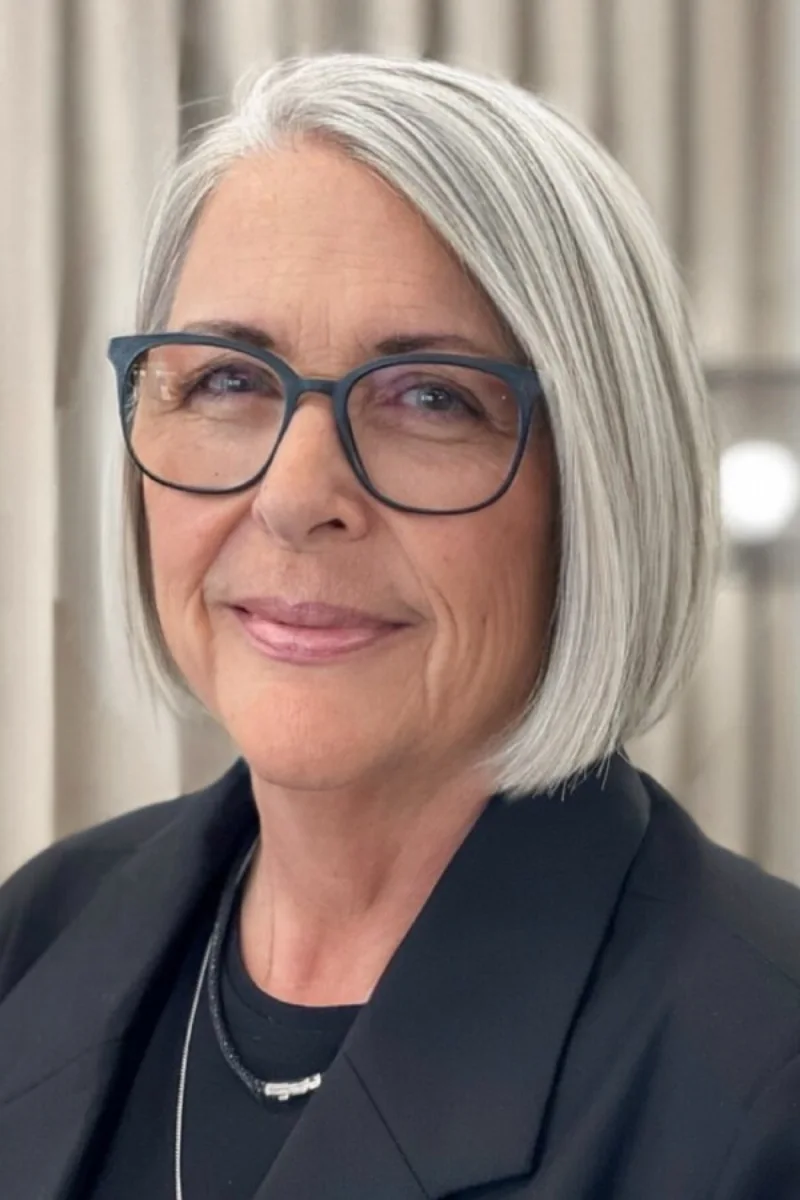 elegant silver long bob