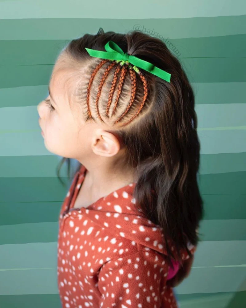 wicked witch braids halloween hairstyle for kids