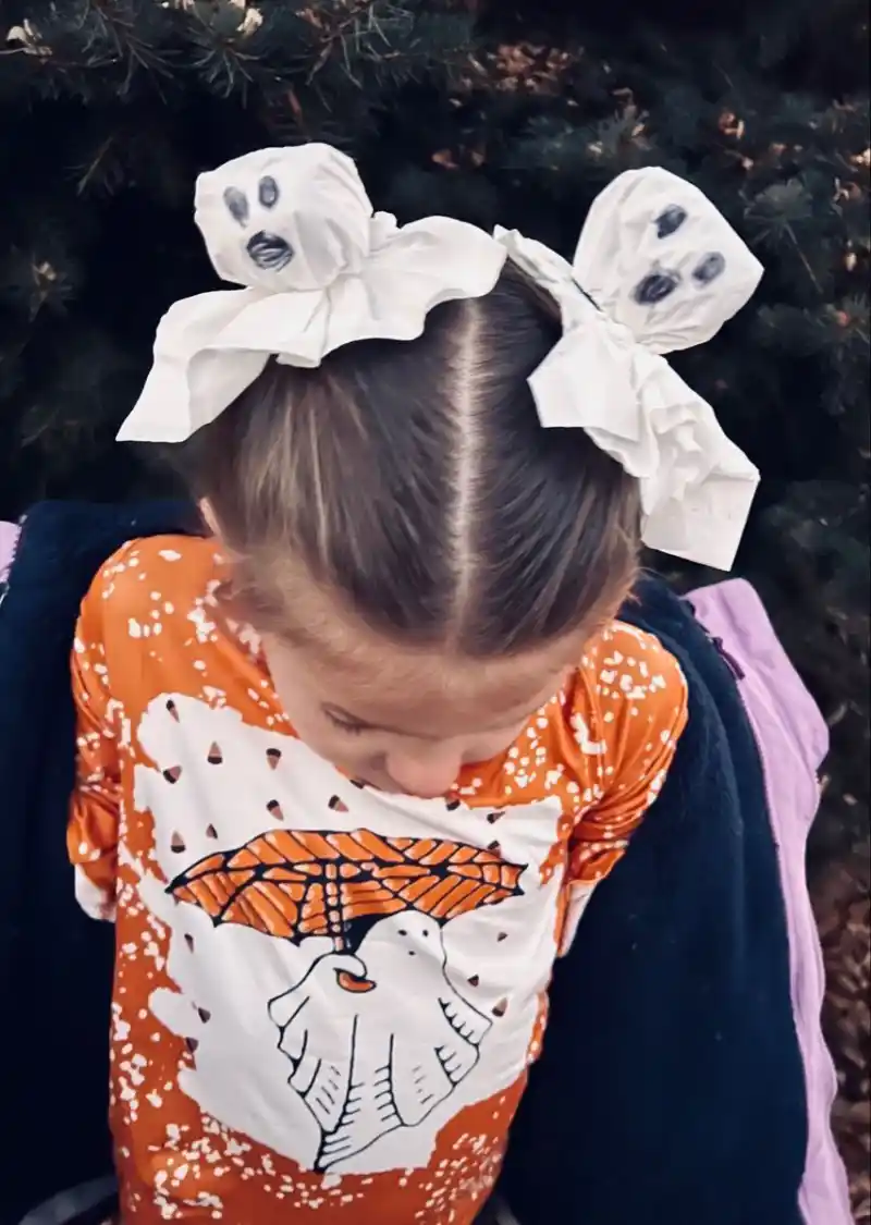 skeleton bow hairstyle halloween hairstyle for kids