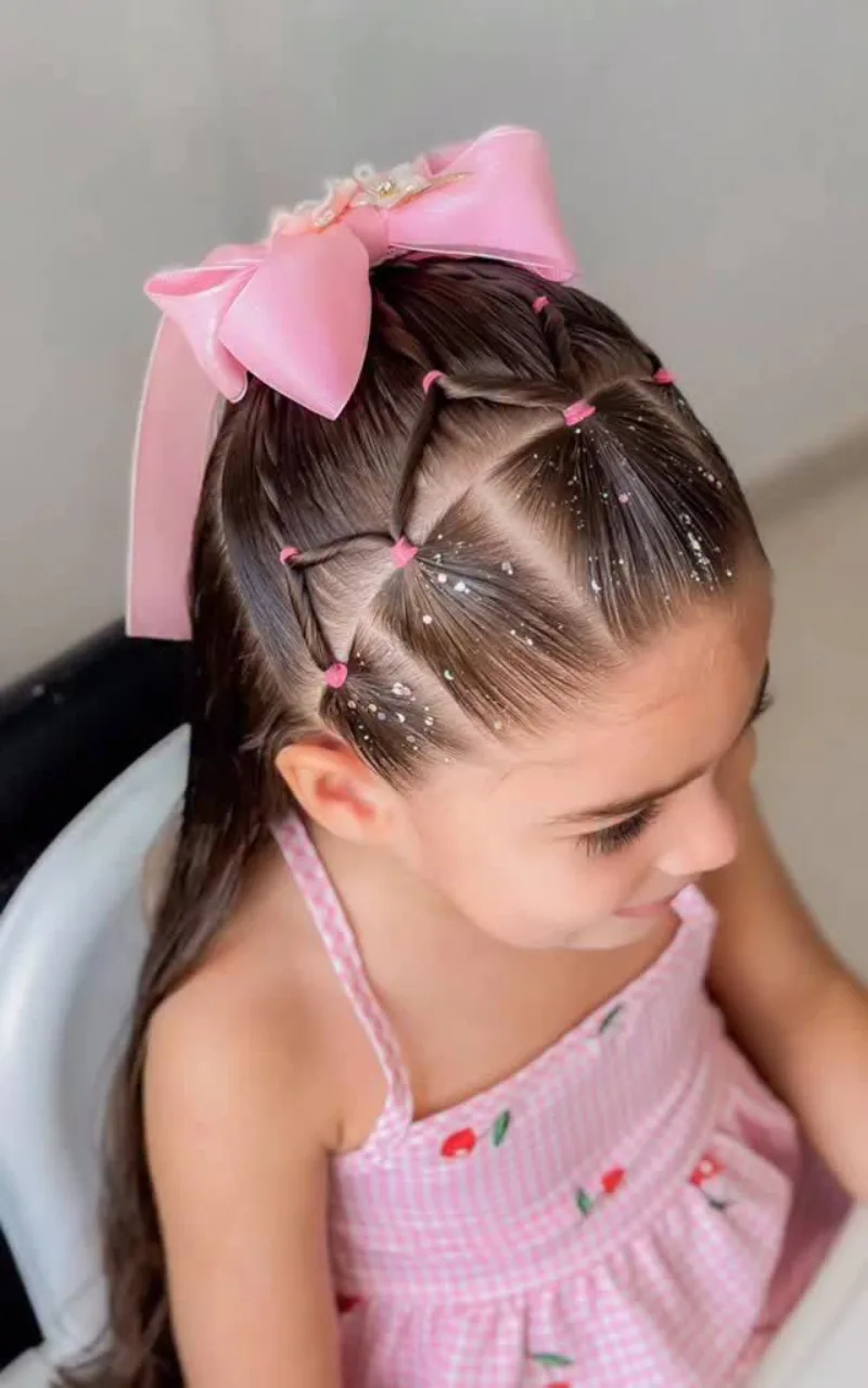 Braided Pony with Pink Bow