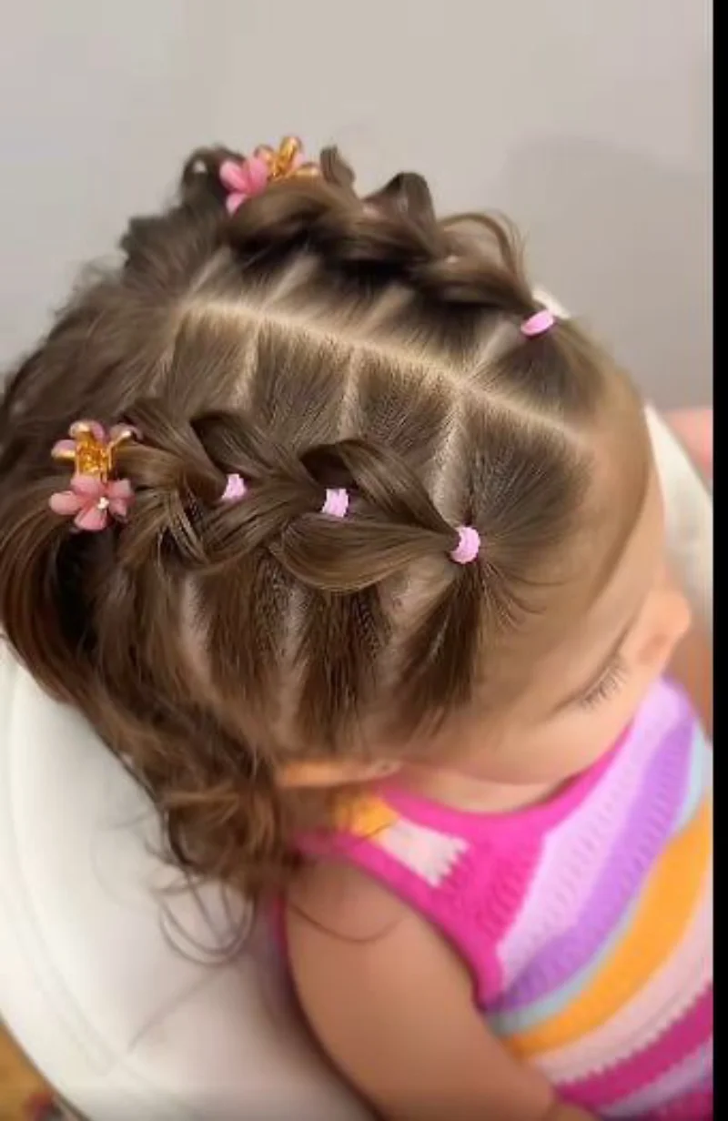 Multi Braid Curly School Hairstyle