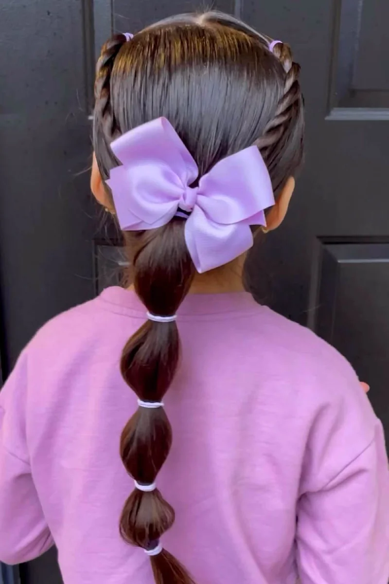 Bubble Ponytail with Bow School Look
