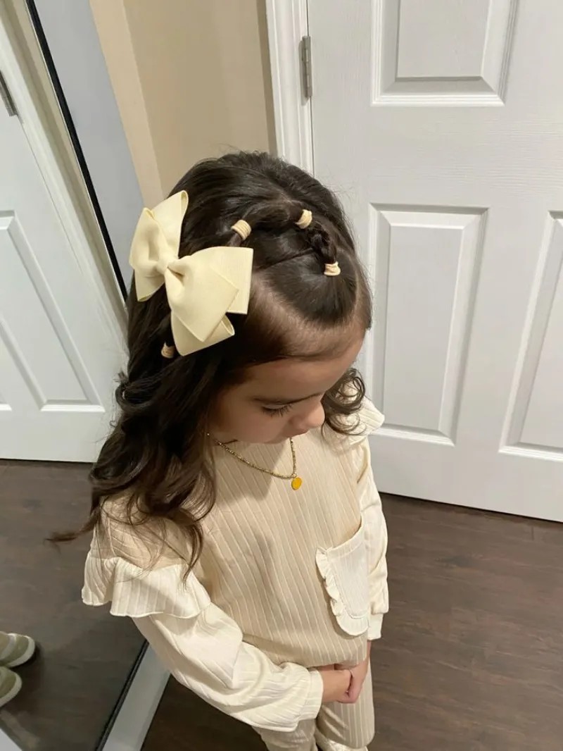 Half Braid with Bow School Hairstyle