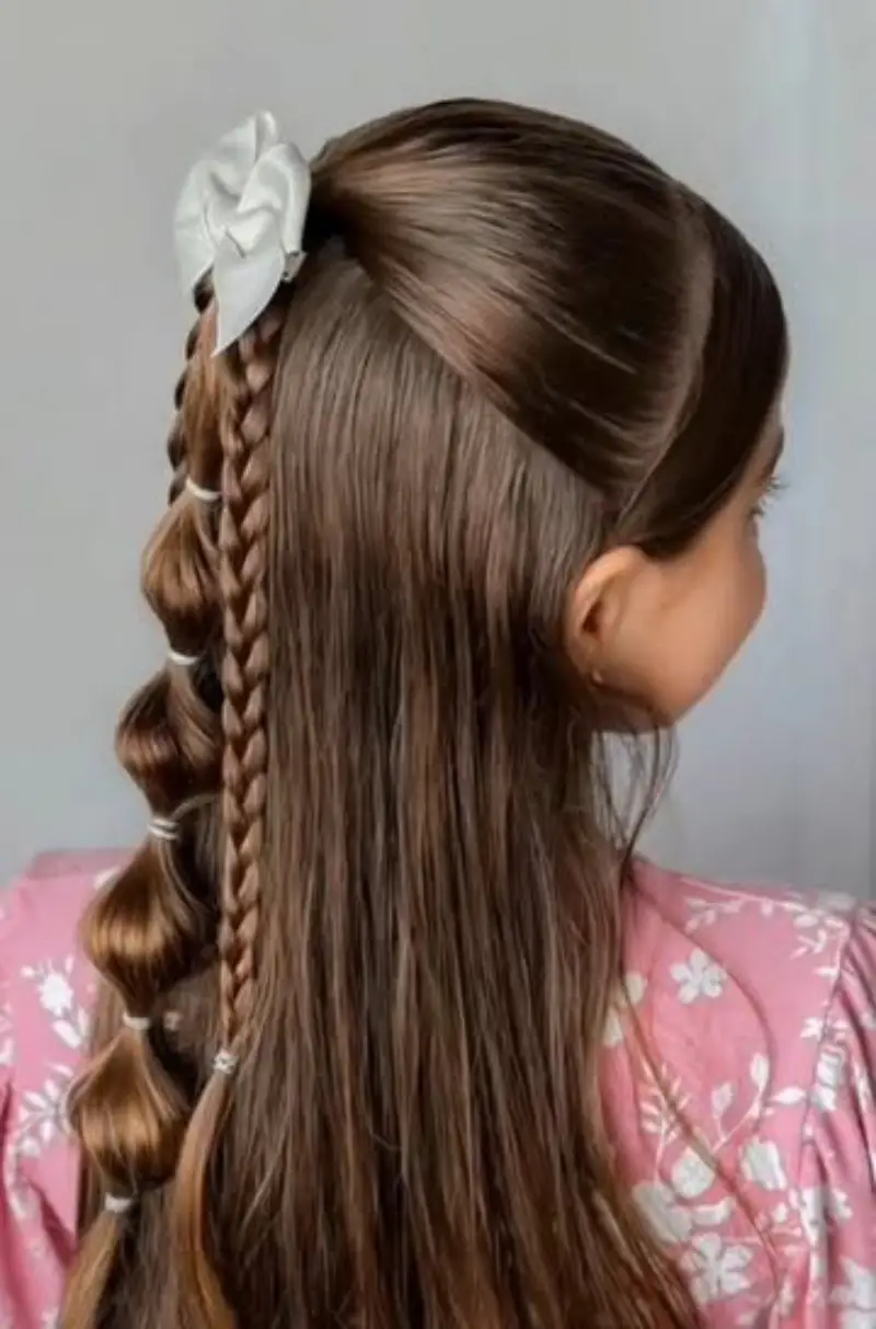 Half-Braided Open Hair Hairstyle