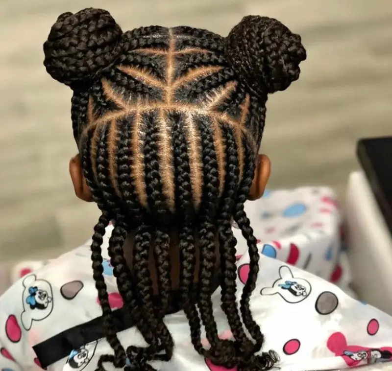 Cornrow Braids Double Bun Hairstyle