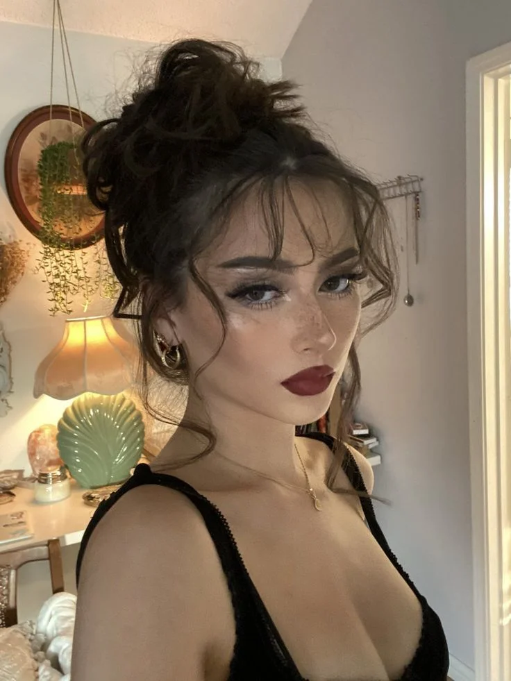 High Bun with Bangs