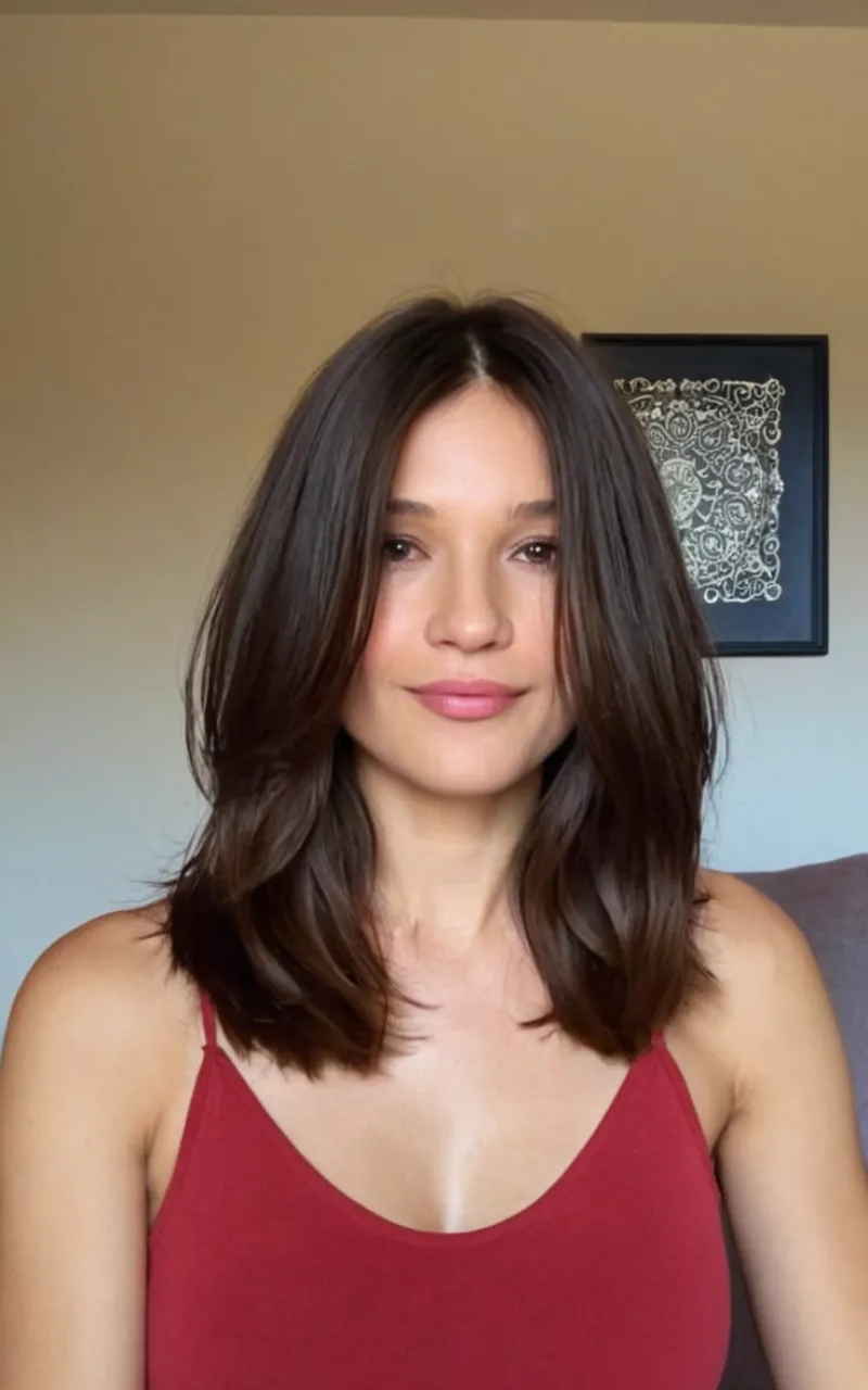Medium Length Haircut for Round Faces