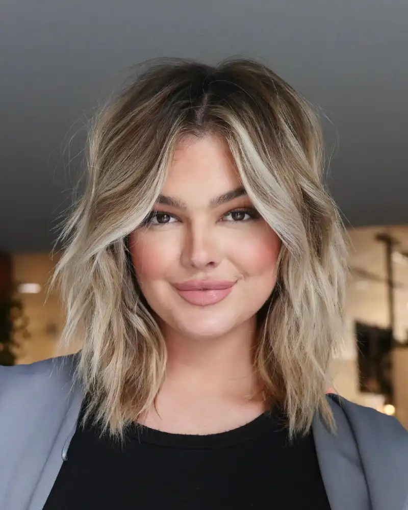 Medium Length Haircut for Round Faces