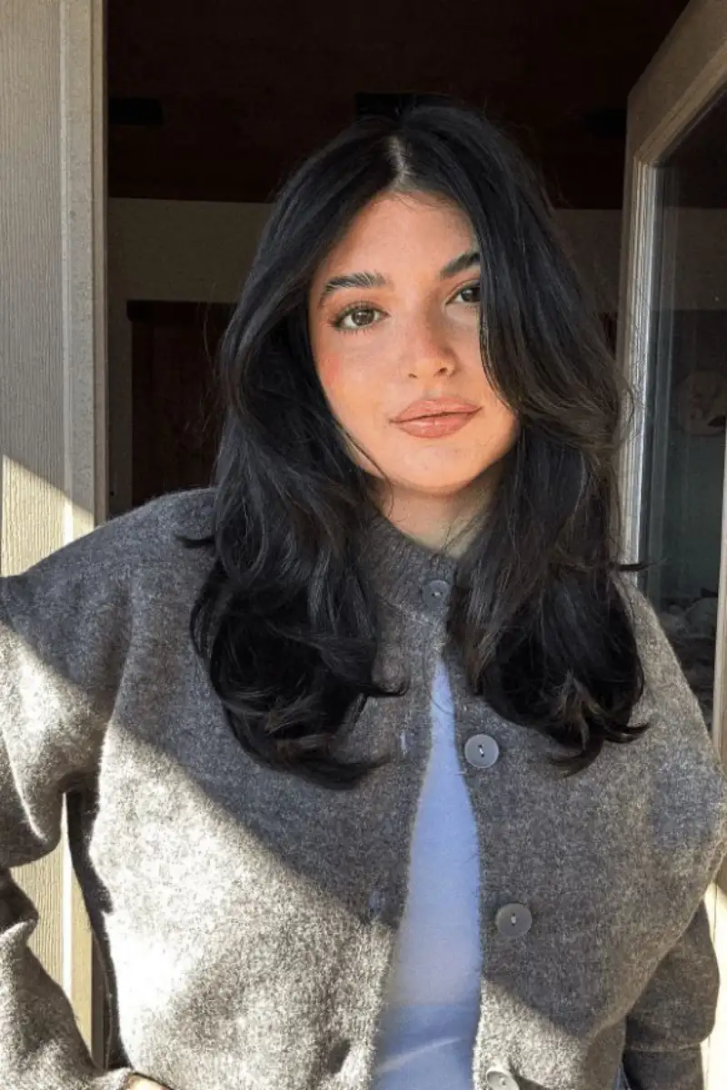 Medium Length Haircut for Round Faces