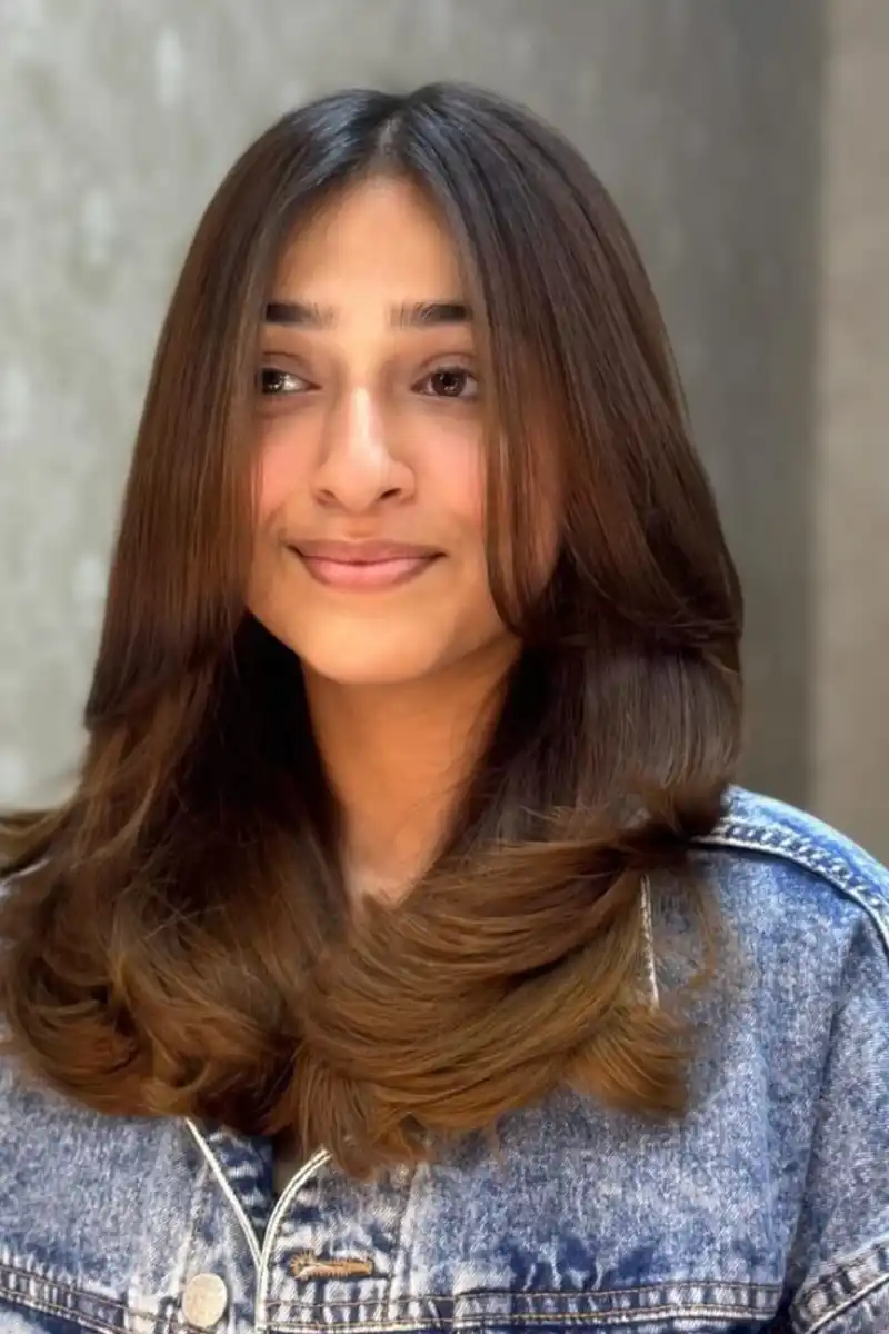 Medium Length Haircut for Round Faces
