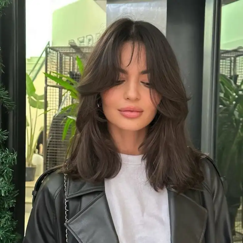Medium Length Haircut for Round Faces
