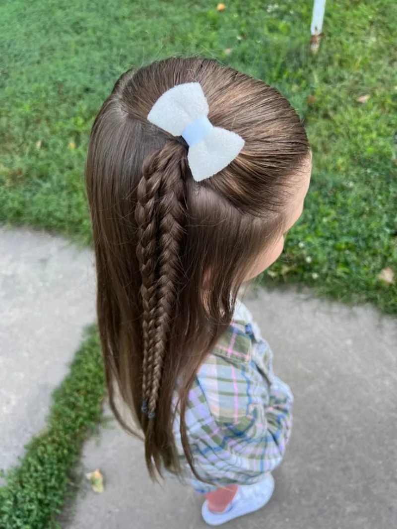 Side Braid White Bow
