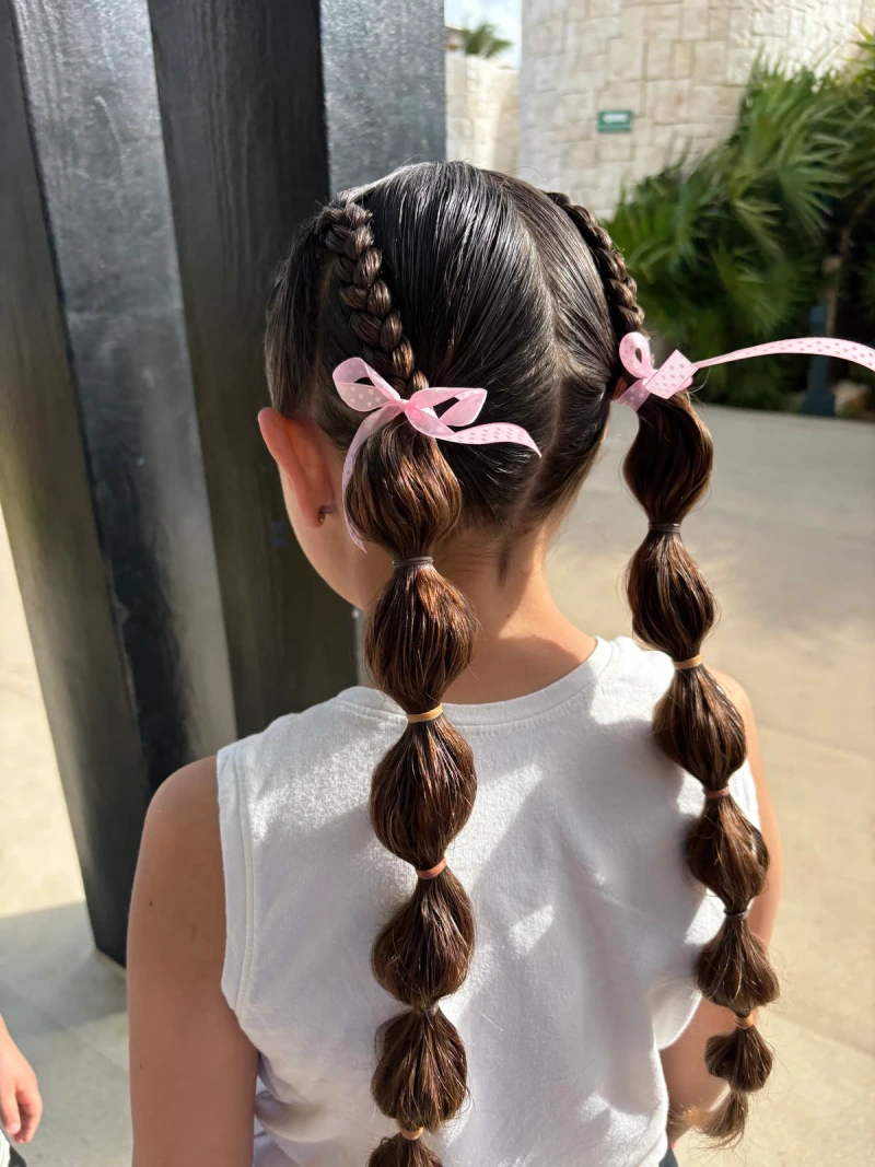 Pretty Pink Bubble Braids
