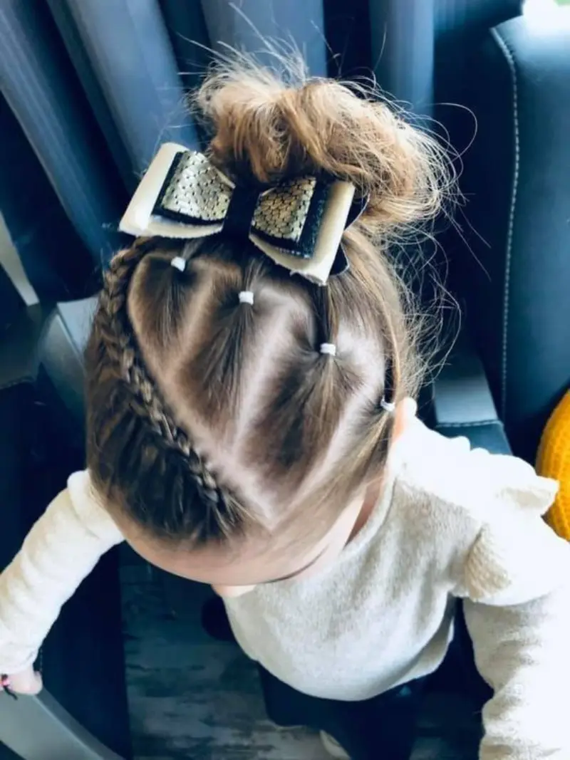 Heart Braided Bun Picture Day Hairstyles