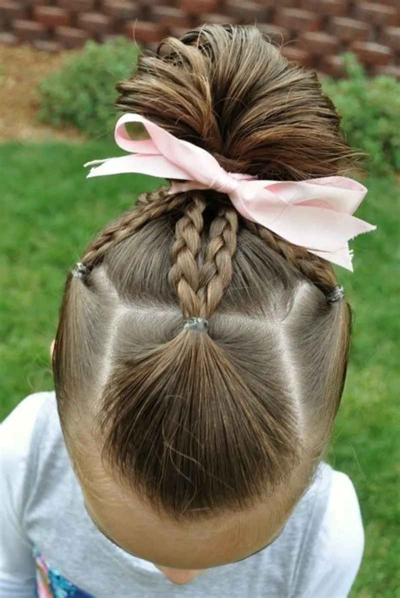 Braided Top Knot with Bow Picture Day Hairstyles