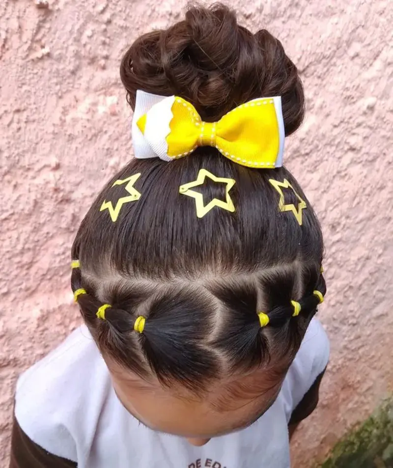 Star Part Bun with Bow Picture Day Hairstyles