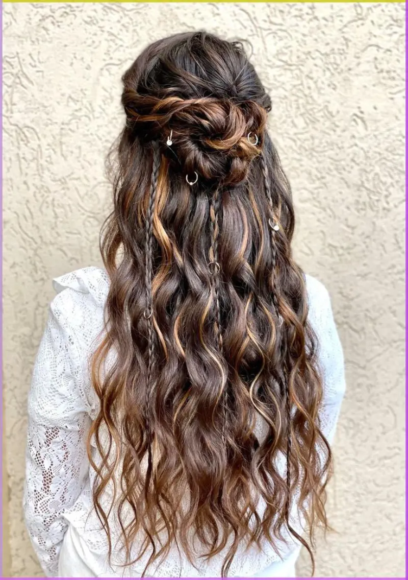 Loose Pirate Waves with Braided Crown Pirate Hairstyles for Women