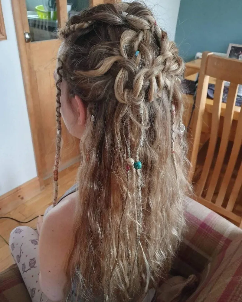 Textured Pirate Ponytail with Beaded Braids Pirate Hairstyles for Women