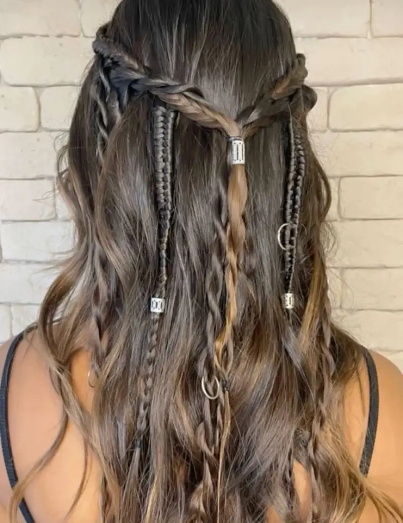 Beaded Pirate Half-Up Waves Pirate Hairstyles for Women