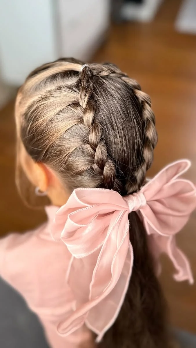 Large Pink Ribbon Braids
