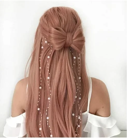 Pink Pearl Hair Bow
