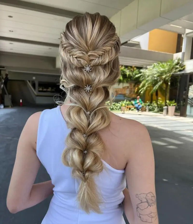 loose boho braid rapunzel hairstyle