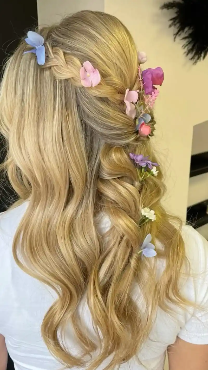 golden blossom waves rapunzel hairstyle