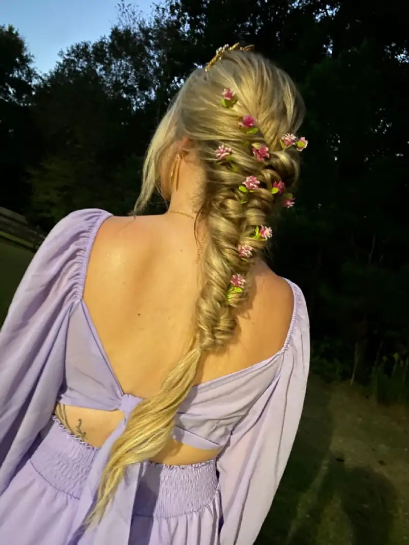 golden fantasy braid rapunzel hairstyle