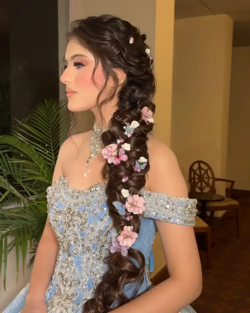 fairytale blue braid rapunzel hairstyle