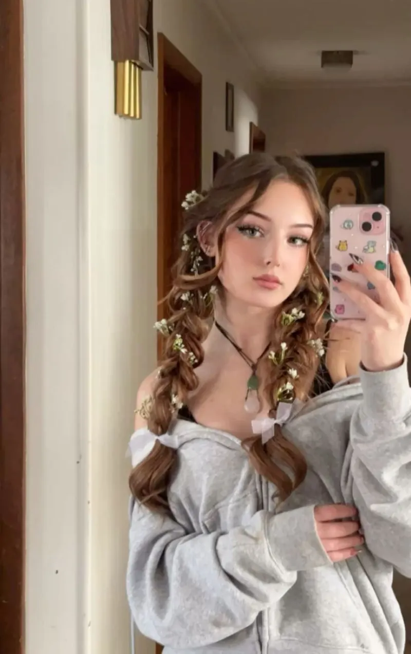 wavy ribbon braid rapunzel hairstyle