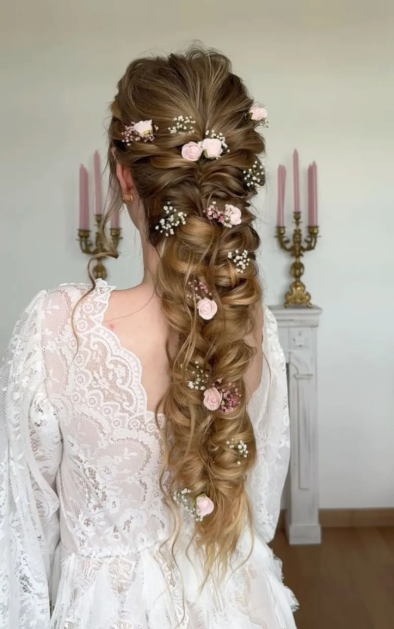 classic flower weave rapunzel hairstyle