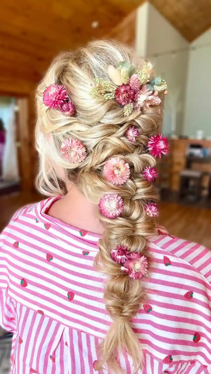 soft floral cascade rapunzel hairstyle