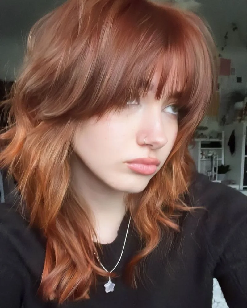 Copper Shag with Feathered Bangs