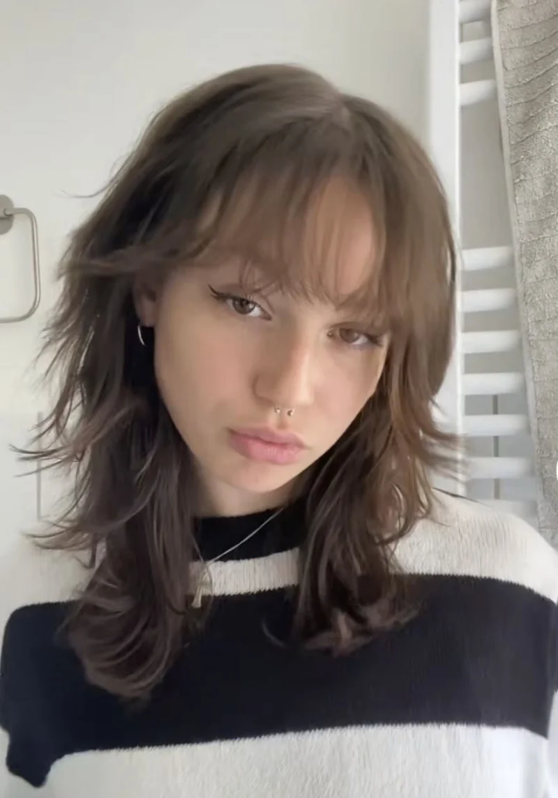 Medium-Length Shag with Light Bangs