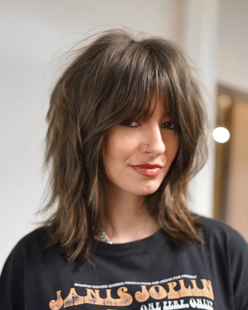 Thick Layered Shag with Full Bangs